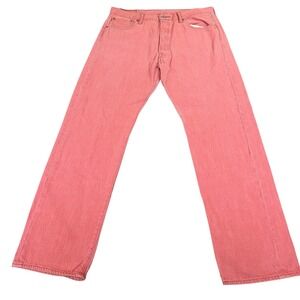 Levis 501 White Oak Cone Denim Jeans Mens 38x34 Red Pink Button Fly Straight Leg
